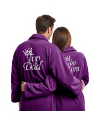 Personalised Top Dad Mom Bathrobe – Custom Embroidered Grandma Grandpa with Crown Design – Unisex Spa & Hotel Robe